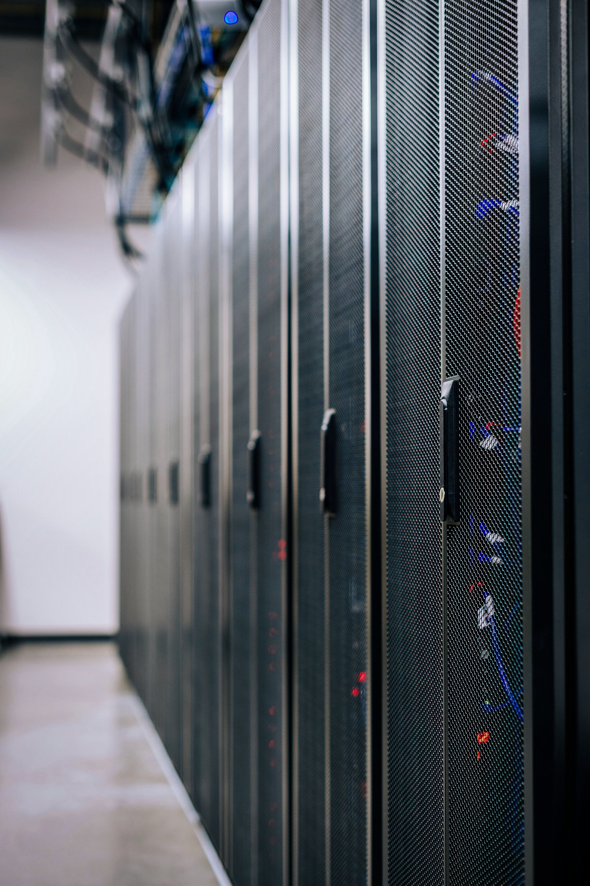 Data center isle with locked doors. 