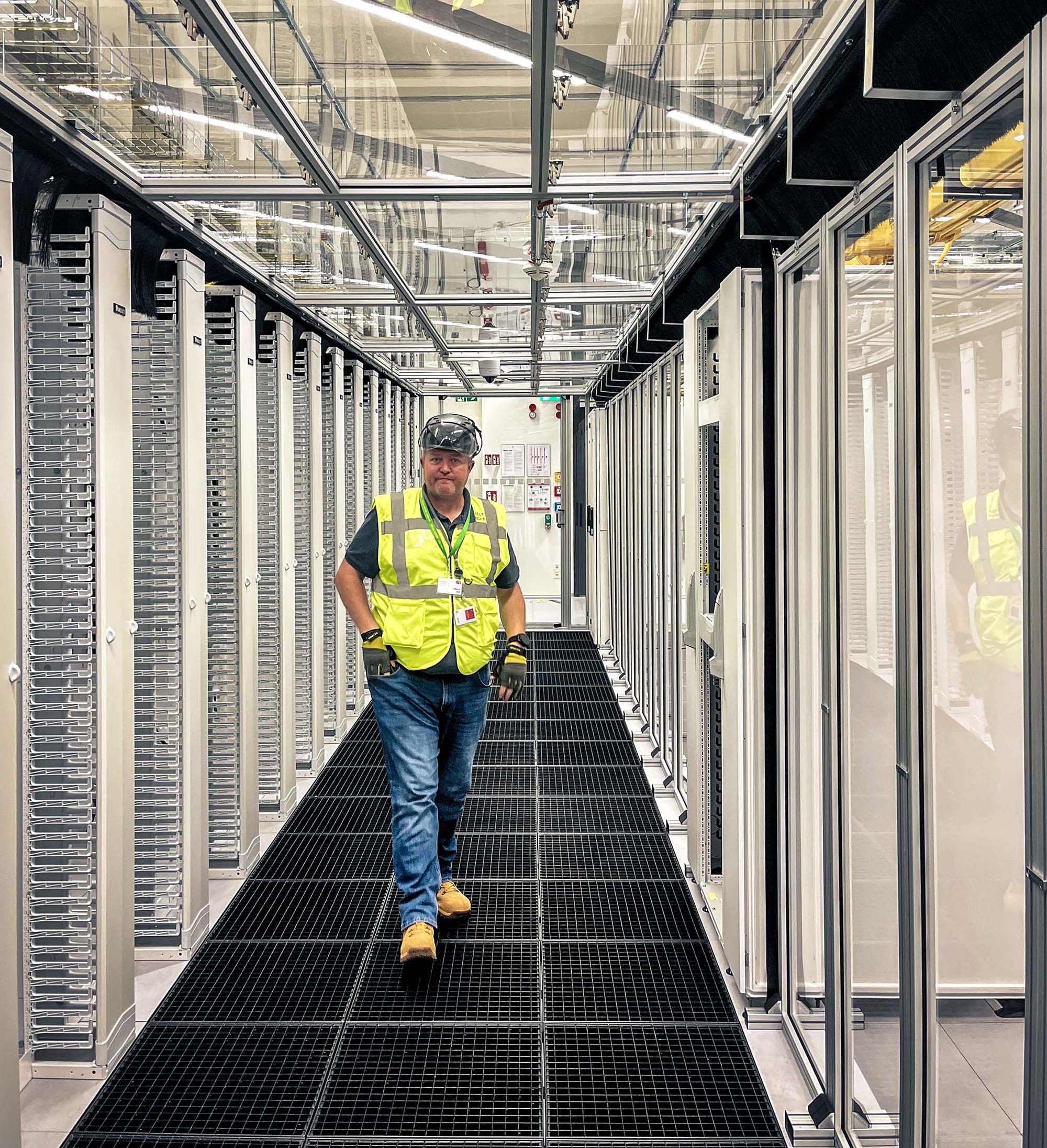 One person on-site in a data center.